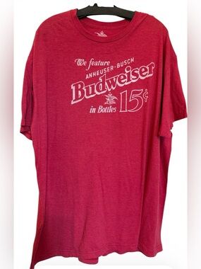 Budweiser Graphic Tee 2XL Red Vintage Style Beer Shirt Anheuser Busch Retro Logo